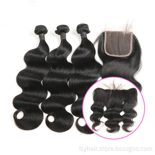 Read To Ship Trade Assurance Free Gift Sample Original Peruvian Body Wave 3 Bundles With Ear to Ear Frontal Closures Sales